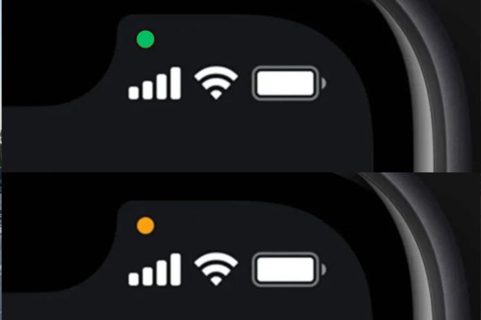 Qué es el punto verde que aparece en la parte de arriba de los iPhone