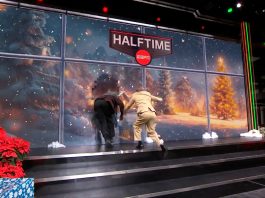 Shaq O’Neal se estrelló contra un panel de TV y protagonizó el momento más viral de la Navidad: “Lo traspasó como si fuera de papel”