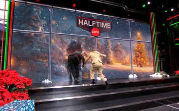 Shaq O’Neal se estrelló contra un panel de TV y protagonizó el momento más viral de la Navidad: “Lo traspasó como si fuera de papel”