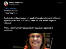 “Les metimos 7″: el llamativo festejo de Patricia Bullrich tras la aprobación de la reforma laboral
