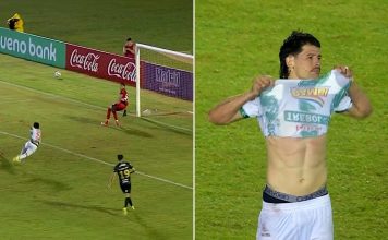 El blooper del año en el fútbol: un jugador erró un penal, pero la pelota le dio en la cara y terminó en gol tras un mal rechazo