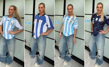 La novia futbolista de Marcos Senesi se probó camisetas de Argentina y entre los dos eligieron cuál es la más linda: “Es un 10″