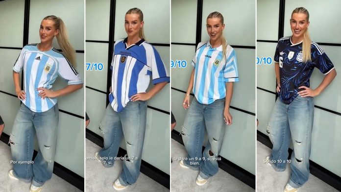 La novia futbolista de Marcos Senesi se probó camisetas de Argentina y entre los dos eligieron cuál es la más linda: “Es un 10″