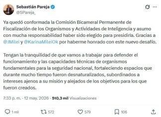 Sebastián Pareja presidirá la Comisión Bicameral de Inteligencia
