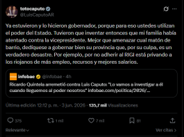 Luis Caputo apuntó contra Quintela tras decir que lo iban a investigar: “Mejor que amenazar, dedíquese a gobernar bien”