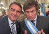El presidente Milei visita San Pablo para apoyar a Flávio Bolsonaro en la carrera presidencial