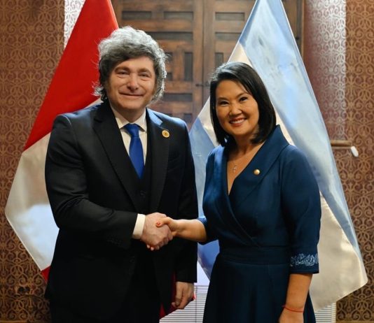 Javier Milei se reunió con Keiko Fujimori antes de la asunción presidencial en Perú