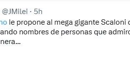El posteo del presidente Javier Milei sobre el sueño de que Scaloni dirija alguna vez a Boca