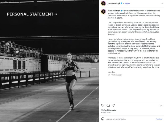 Habló la atleta que sufrió un accidente escatológico durante una competencia de Hyrox y reveló la inesperada decisión que tomará